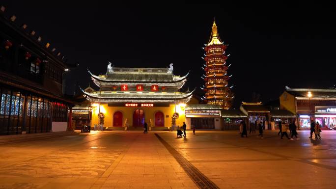 江苏无锡南禅寺夜景 视频4K 航拍