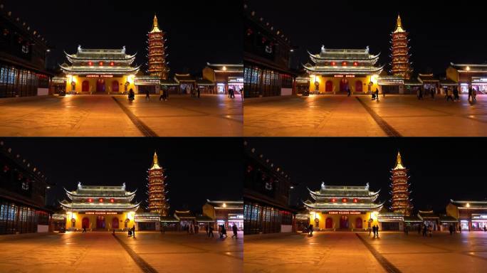 江苏无锡南禅寺夜景 视频4K 航拍