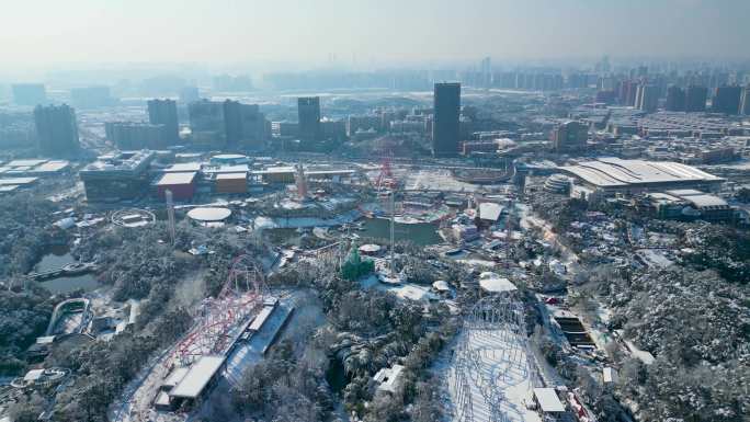 4K长沙雪景长沙城市雪景航拍合集14