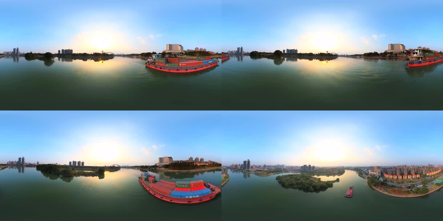 VR全景河道上的货船