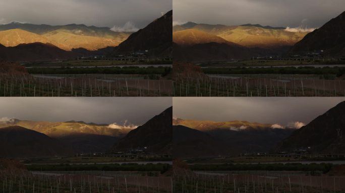 雅鲁藏布江河谷的日落延时摄影