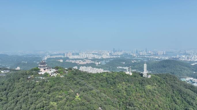 惠州挂榜阁航拍红花湖景区山峰山顶风光风景