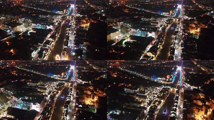 江苏无锡 清明桥历史街区 夜景 航拍4K