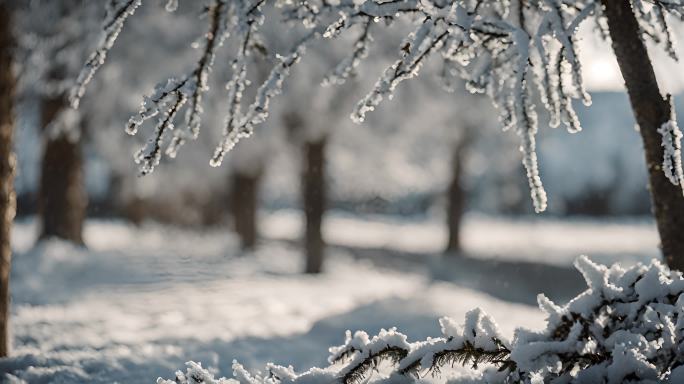 冬天雪地特写雪天风景下雪风光唯美冬季雪景