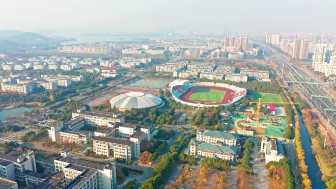 江苏无锡航拍江南大学全景 俯拍 白天4K