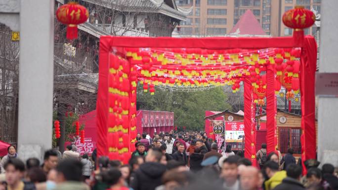 年货节集市热闹购物逛街视频4K