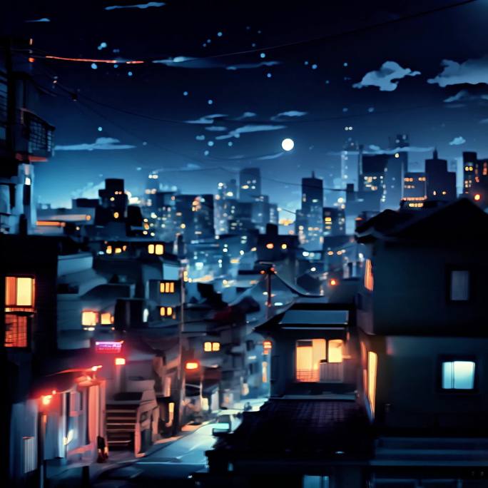 卡通少儿童话世界夜景城市大屏背景2