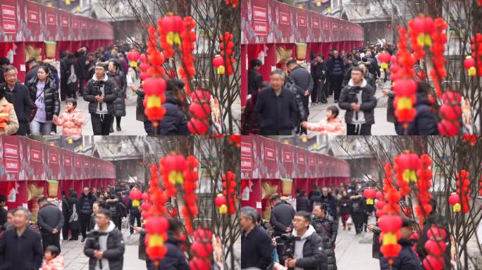 年货节集市热闹购物逛街视频4K