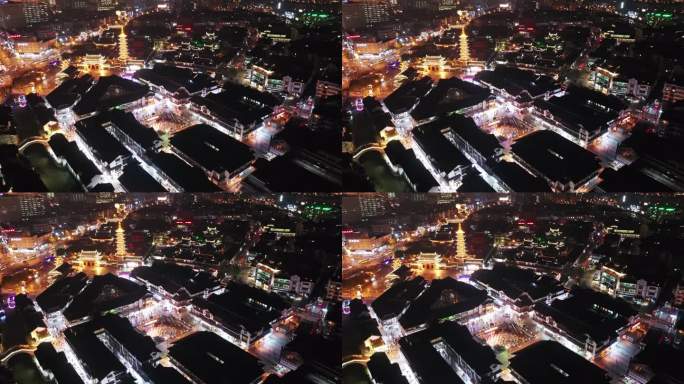 江苏 无锡 三阳广场 夜景 俯瞰航拍4K