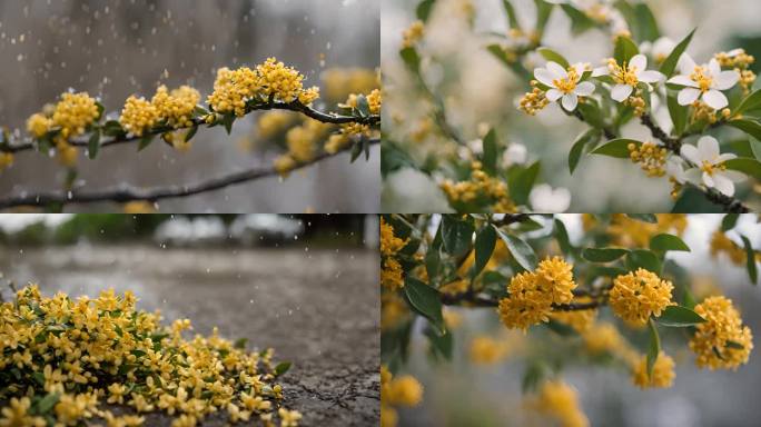 桂花 下雨天桂花 桂花微距 唯美桂花