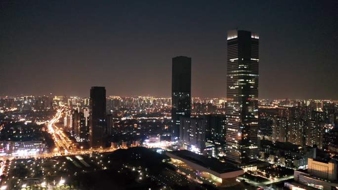 江苏无锡 夜景 金匮大桥 太湖广场 航拍