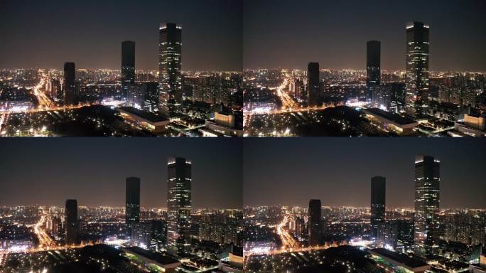 江苏无锡 夜景 金匮大桥 太湖广场 航拍