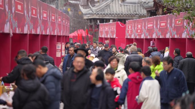 年货节集市热闹购物逛街视频4K