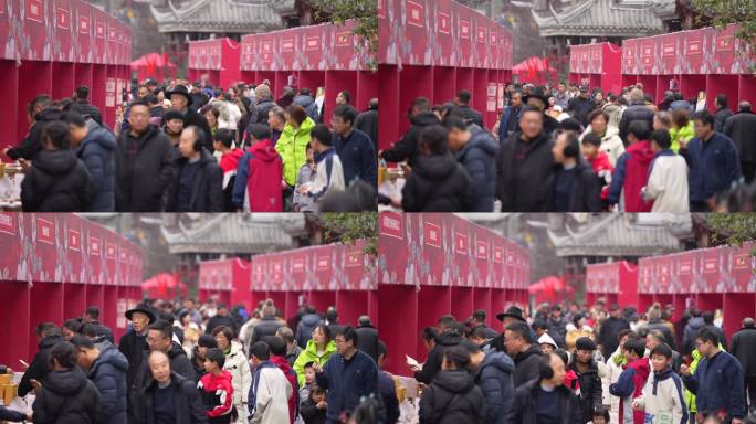 年货节集市热闹购物逛街视频4K