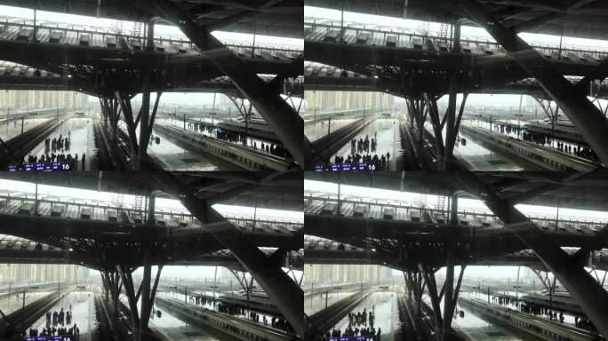 武汉站 乘客站候车 列车进站 4542