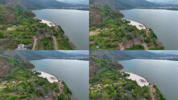 航拍四川大凉山西昌邛海公园青龙寺