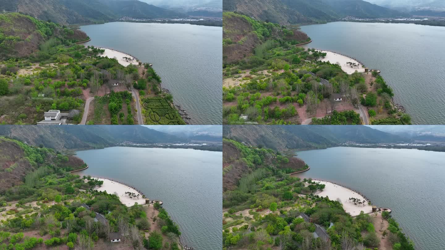 航拍四川大凉山西昌邛海公园青龙寺