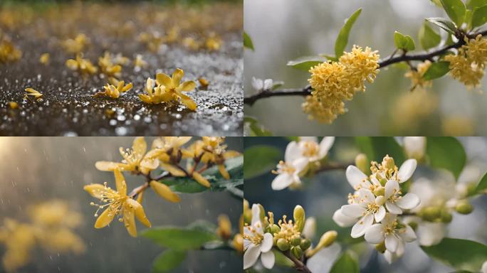 桂花 下雨天桂花 桂花微距 唯美桂花