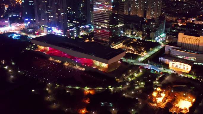 江苏 无锡 夜景 太湖广场 航拍4K