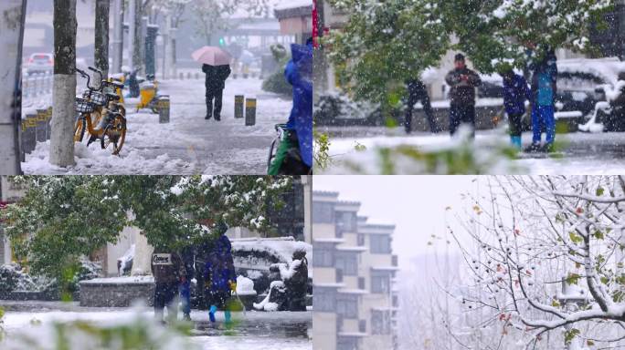 4K长沙雪景长沙暴雪空镜12