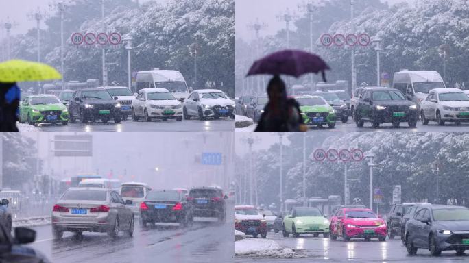 4K长沙雪景长沙暴雪空镜8