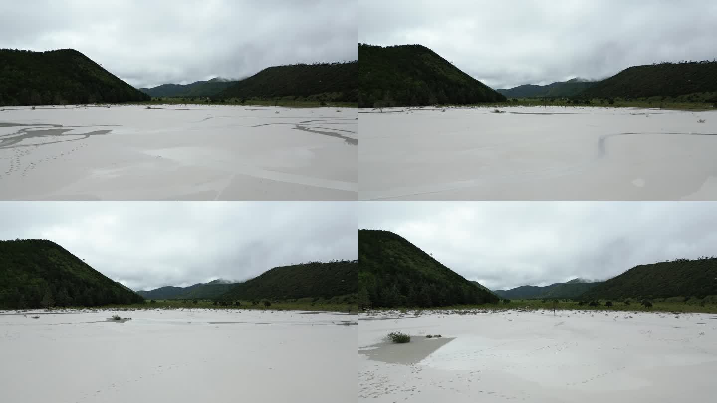 丽江干河坝白色河床无人机航拍