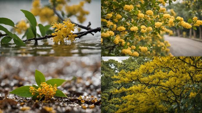 桂花 下雨天桂花 桂花微距 唯美桂花