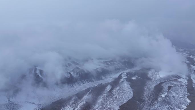 雪景 云海 山 地貌 云雾 雪山 下雪