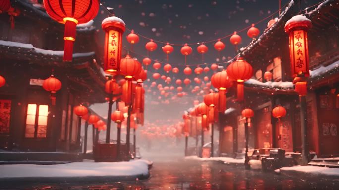 中式建筑上的红色灯笼过年气氛 M 1
