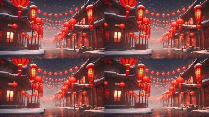 中式建筑上的红色灯笼过年气氛 M 1