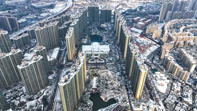 4K长沙雪景长沙城市雪景航拍10