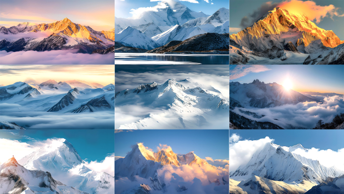 4K雪山山峰山脉日照金山延时合集