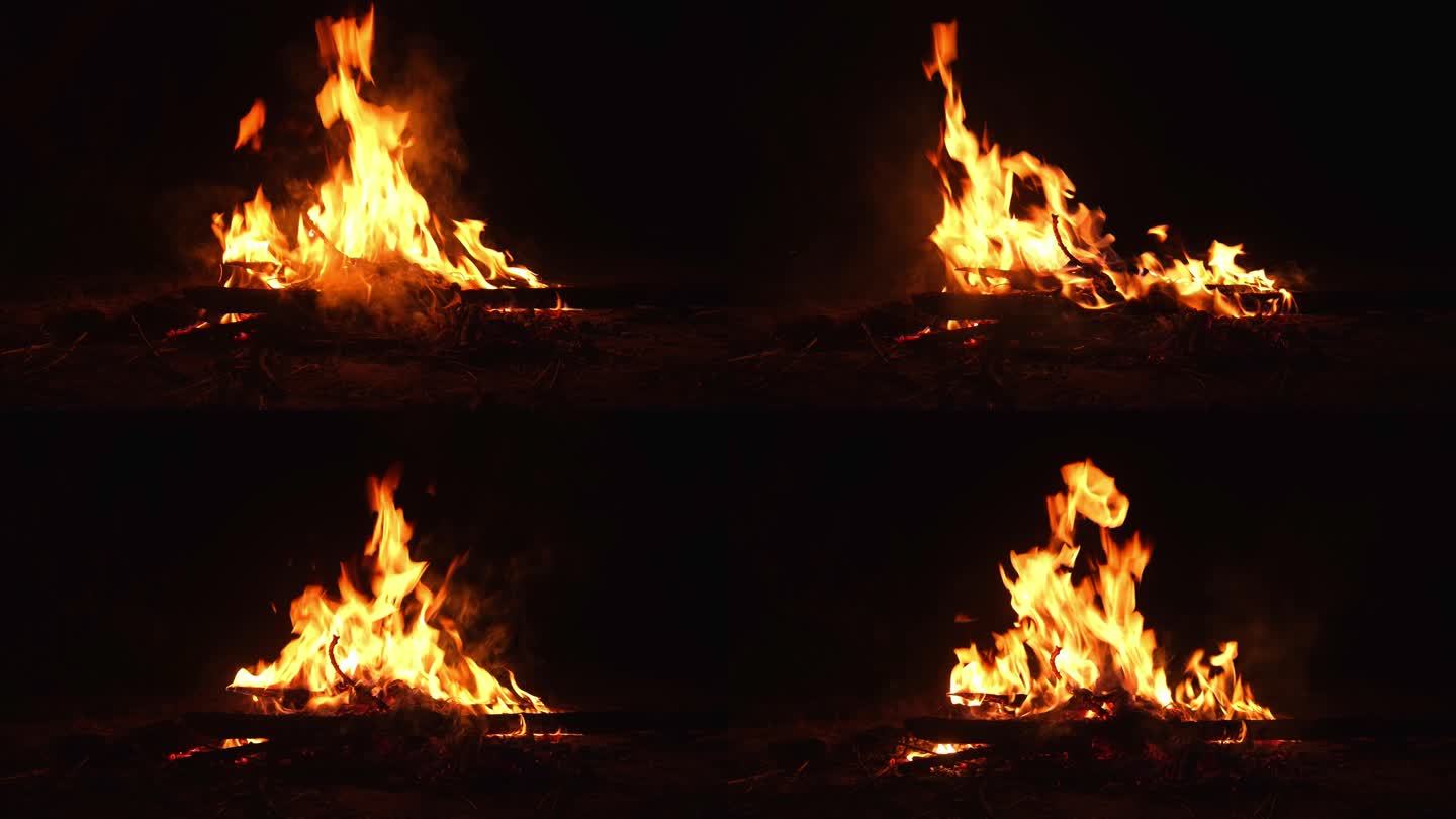 木柴燃烧、篝火