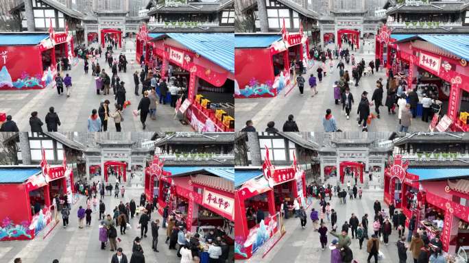 年货节集市热闹购物逛街视频4K