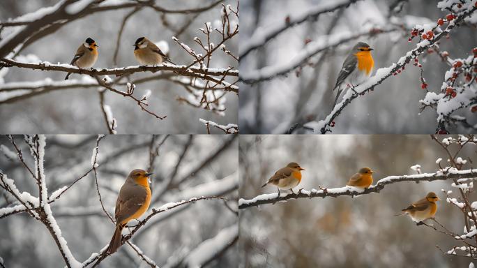 下雪后树枝上的鸟儿合集