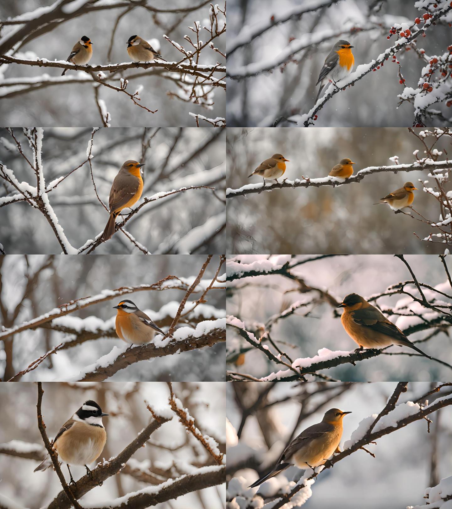 下雪后树枝上的鸟儿合集