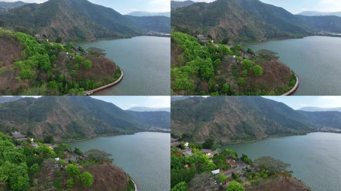 航拍四川大凉山西昌邛海公园青龙寺