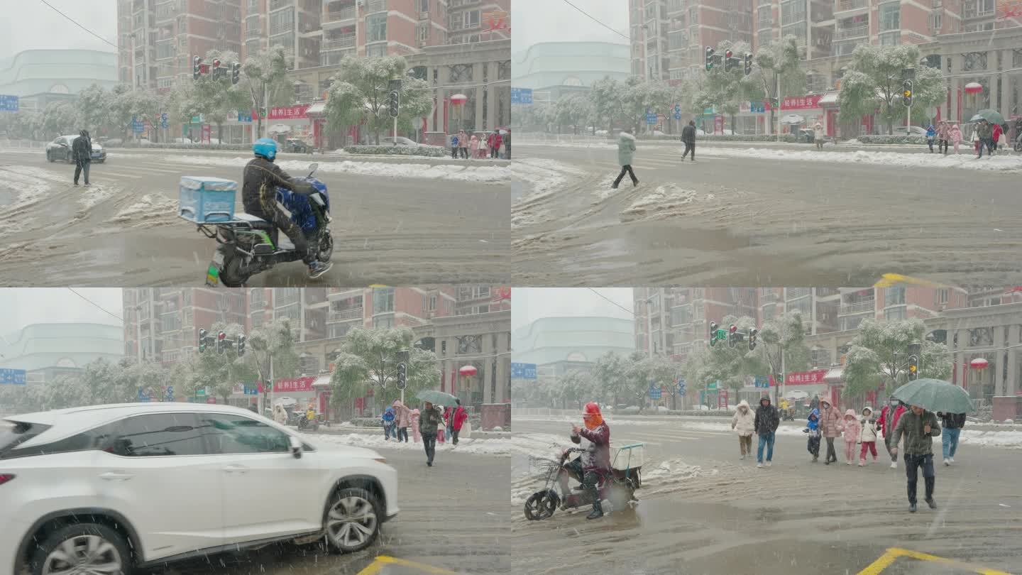 4K武汉城市雪景空镜