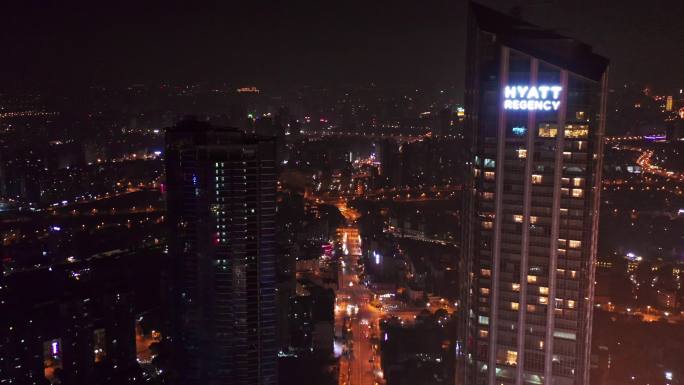 江苏 无锡 三阳广场 夜景 俯瞰航拍4K