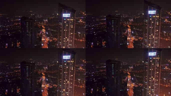 江苏 无锡 三阳广场 夜景 俯瞰航拍4K