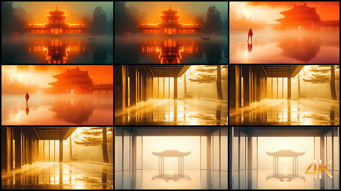 大气典雅亭台楼阁 超现实建筑艺术广告空镜