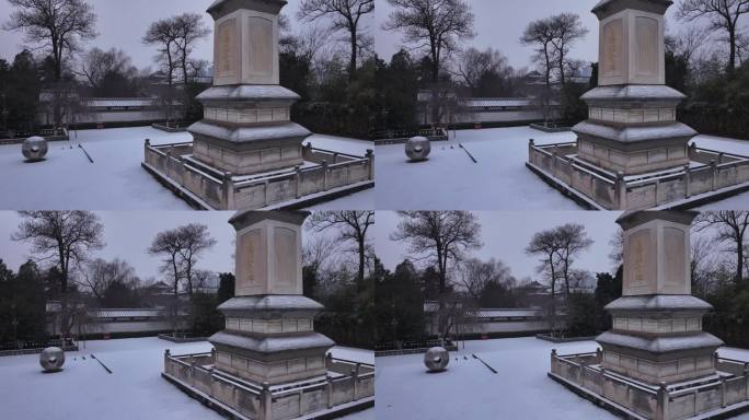 西安地标青龙寺古建筑景区文旅宣传雪景航拍