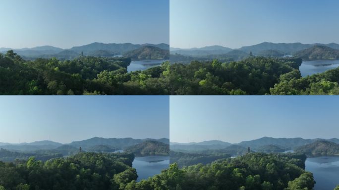 森林山水湖泊航拍青山绿水山川河流山峰风景