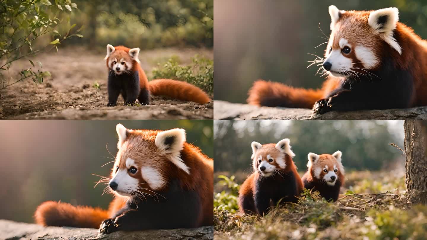 可爱动物小熊猫红熊猫多镜头