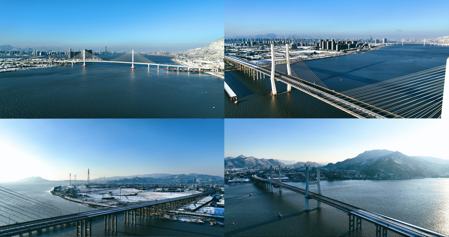 温州雪景\温州下雪航拍\七都大桥温州大桥