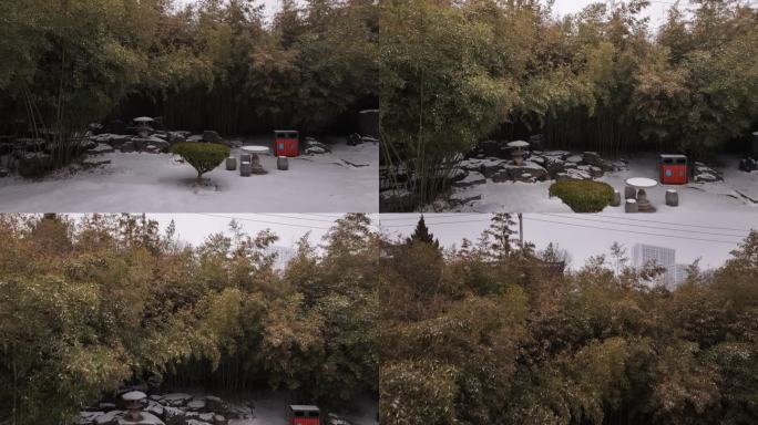 西安地标青龙寺古建筑景区文旅宣传雪景航拍