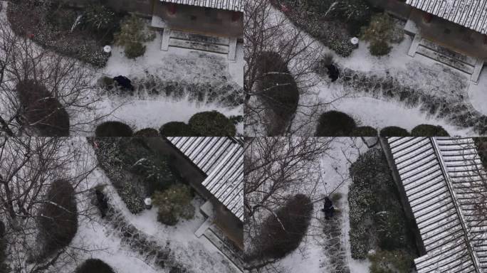 西安地标青龙寺古建筑景区文旅宣传雪景航拍