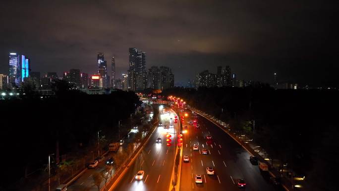 深圳滨河大道新年灯笼氛围夜景车流