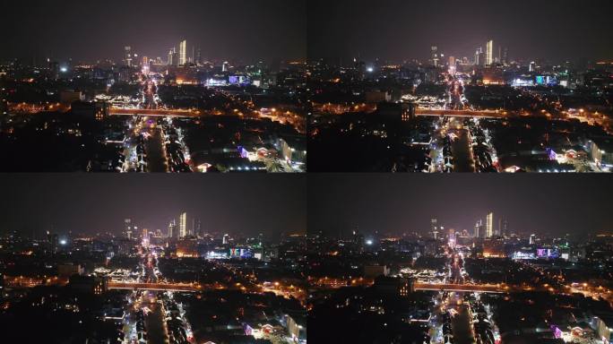 江苏 无锡 三阳广场 夜景 俯瞰航拍4K