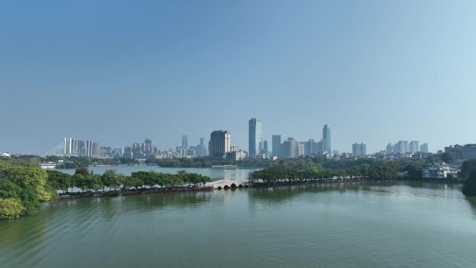 惠州城市风光航拍惠城区西湖城市景观风景